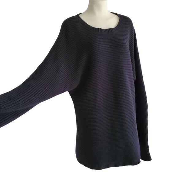 Slouchy Cotton & Cashmere Oversized Ribbed Heavy Knit Sweater L - Picture 5 of 16